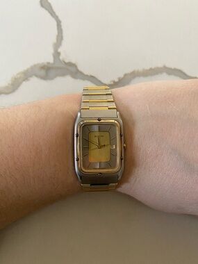 Bulova Two-Tone Gold and Silver Rectangular Dress Watch